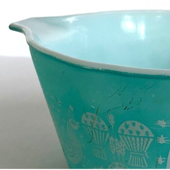 Vtg Pyrex Butterprint Amish Turquoise Cinderella Casserole Dish Bowl #473 1 Qt - Picture 8 of 8